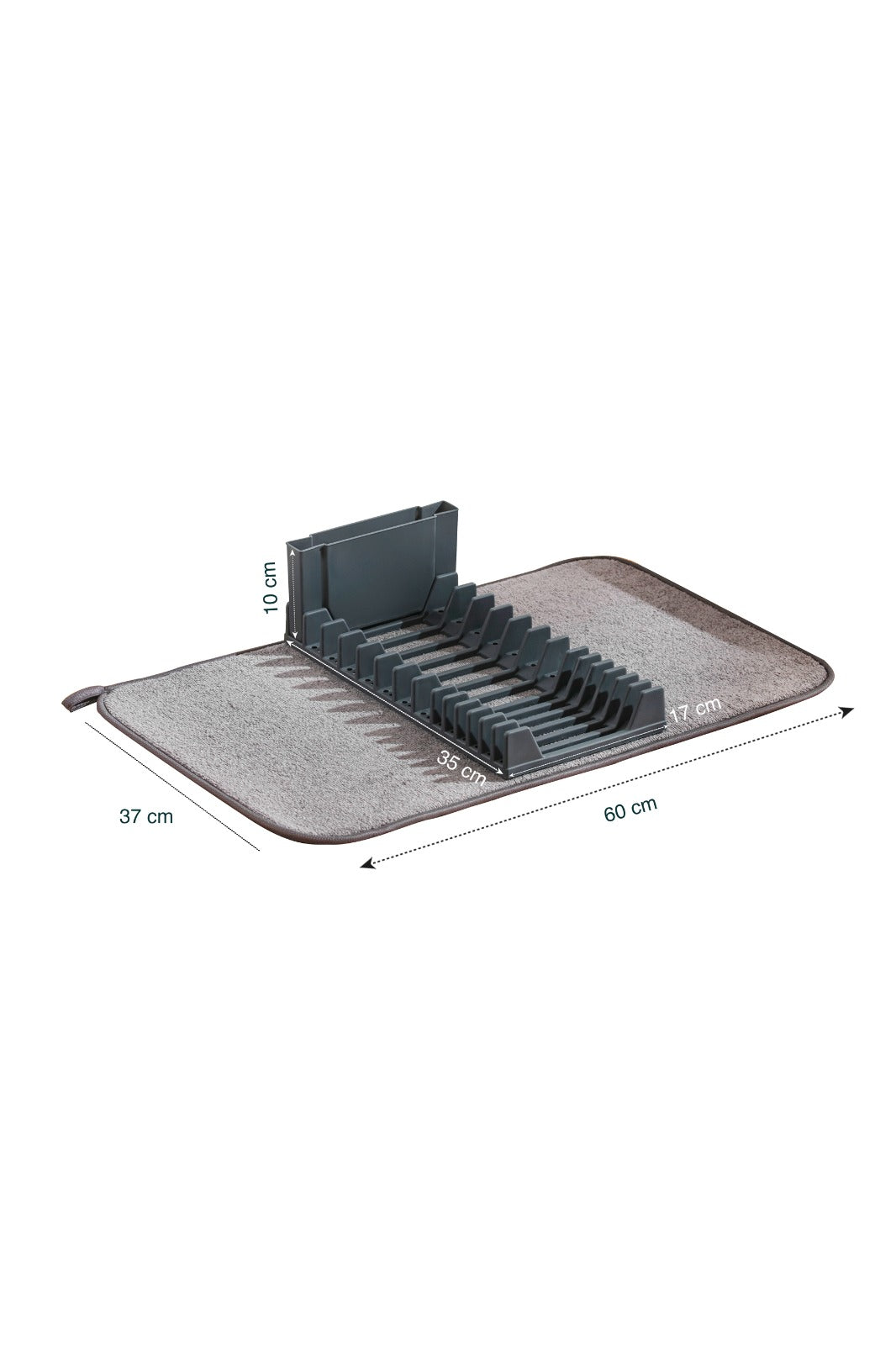 Foldable Dish Drying Rack with Absorbent Mat – Space-Saving Kitchen Drainer (Grey)